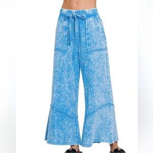Zenana Outfitters Blue Wide-Leg Joggers